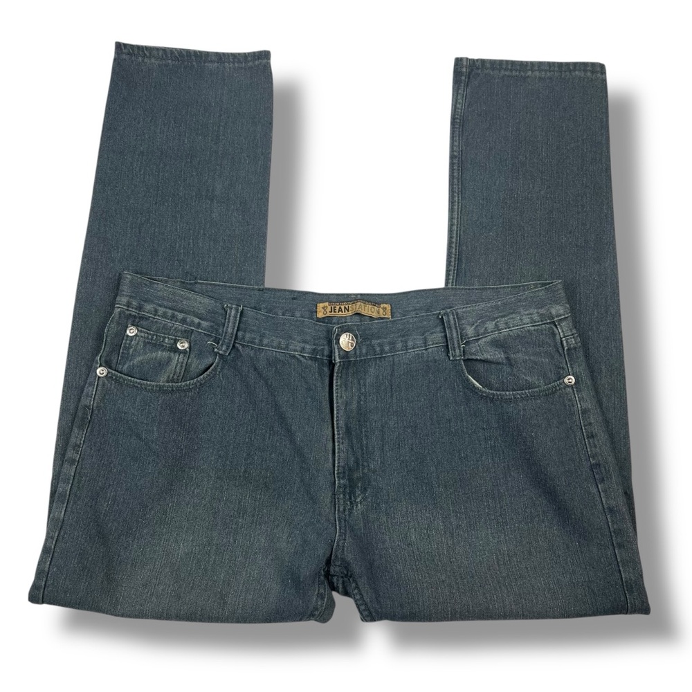 Jean Station Classic Jeans Mens 42x32 Straight Leg Dark Wash Denim